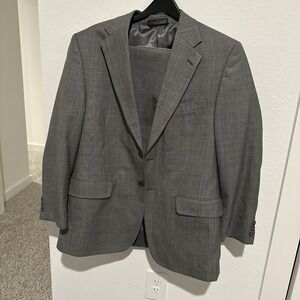 Men's Bert Pulitzer Grey Plaid 2 pc Suit Jacket And Pant Size 34
